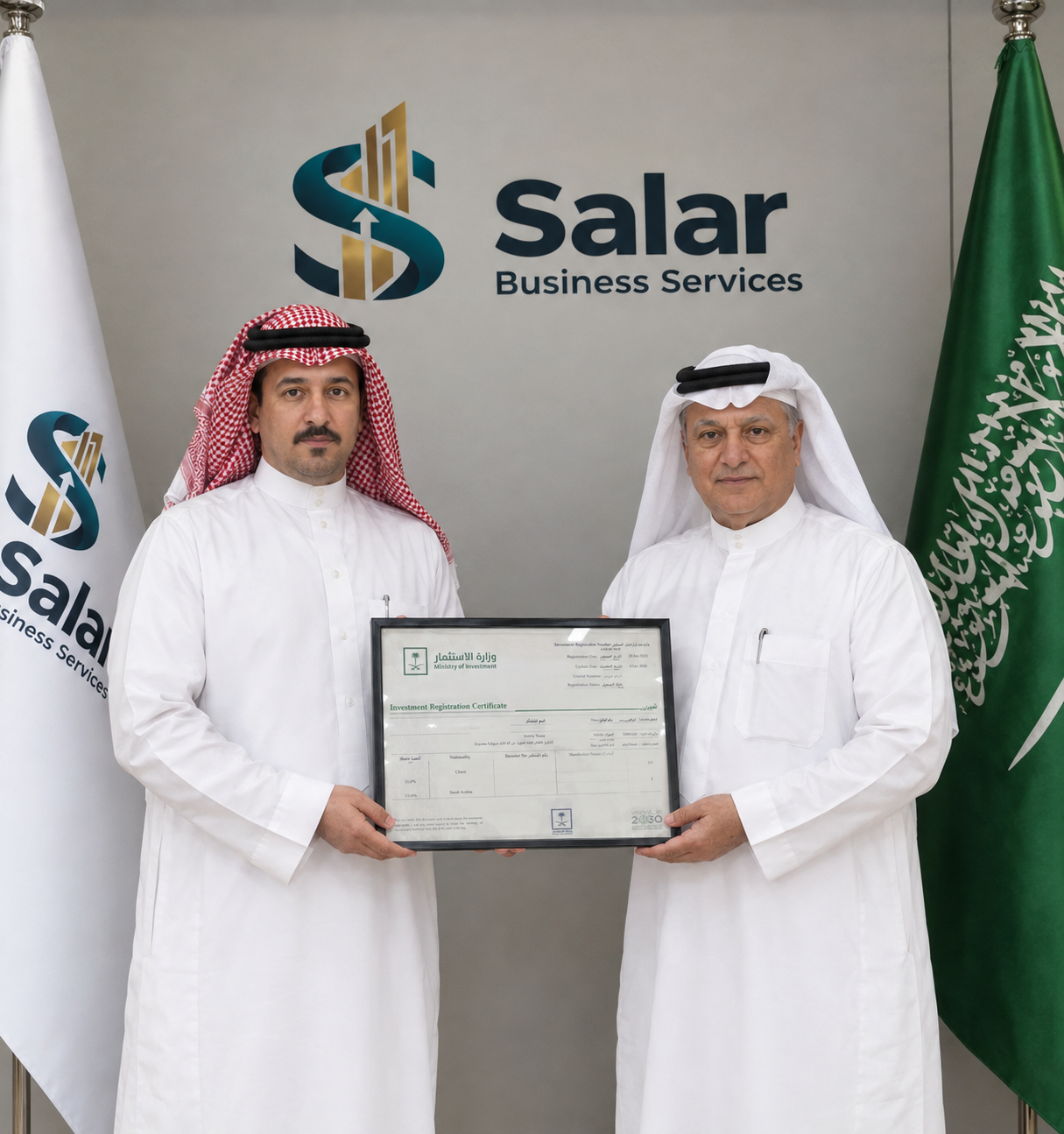 Daniel Whitcombe holding their investor certificate